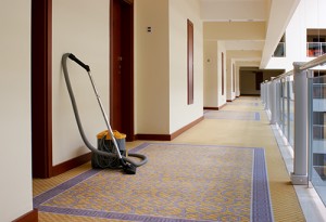 vacuum cleaner stands in the corridor of the Hotel