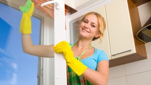 Women cleaning a window 3